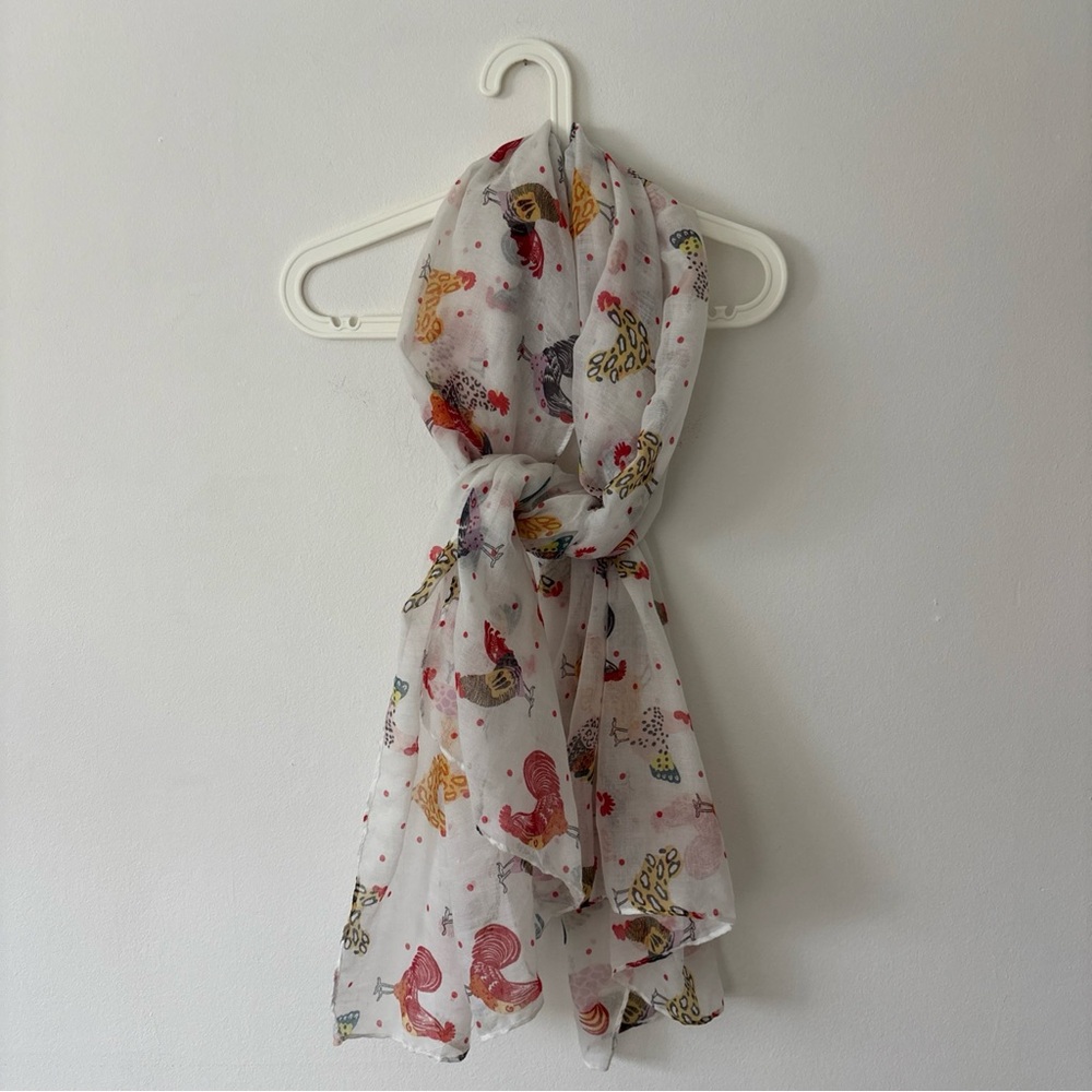 Colorful Rooster Print Scarf - Picture 3 of 12